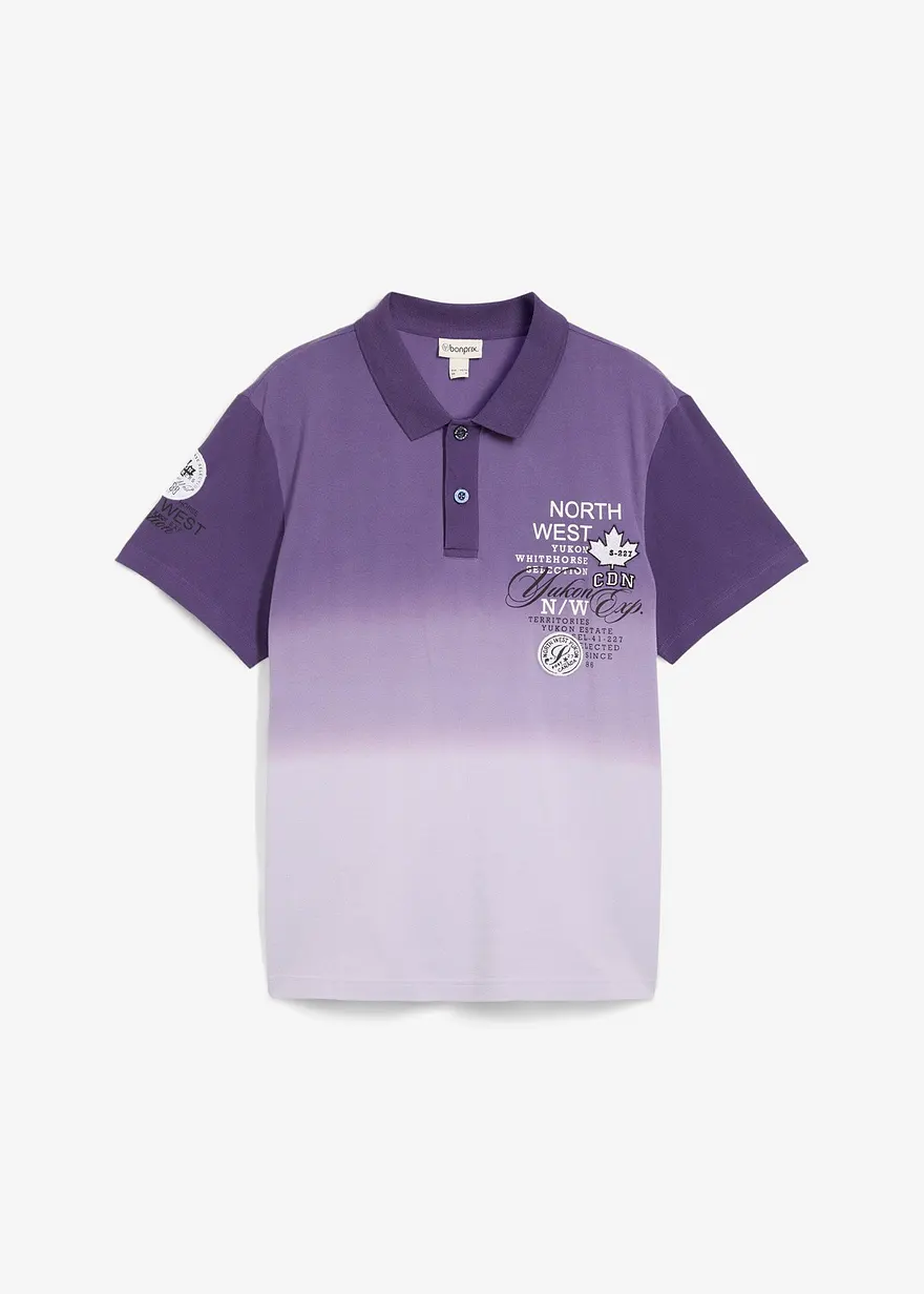 Poloshirt, Kurzarm mit Farbverlauf aus reiner Baumwolle