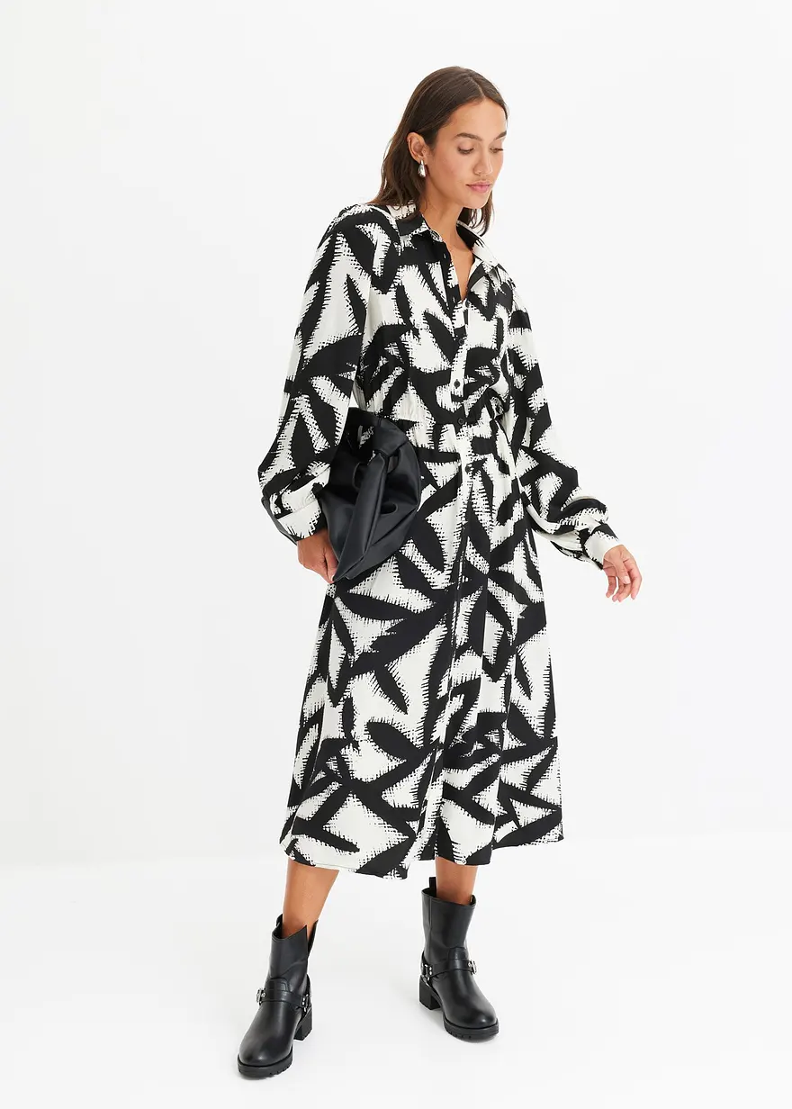 bedrucktes Satin-Midikleid