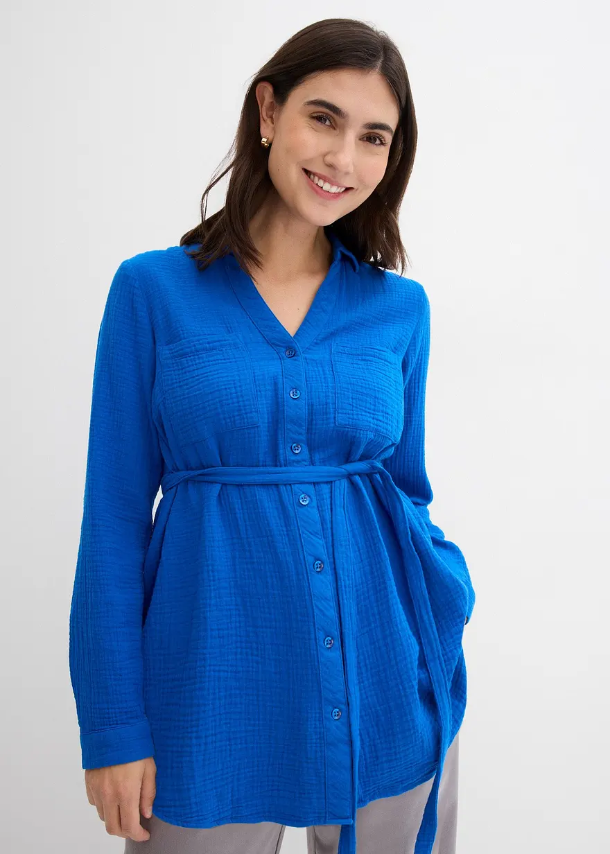 Umstands- und Stillbluse aus reinem Baumwoll-Musselin
