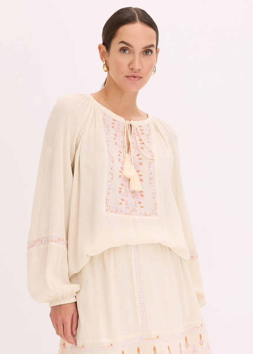 Oversized-Bluse mit Stickerei