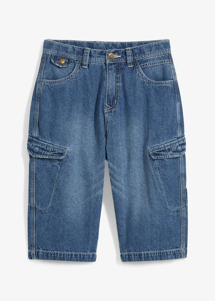 Jeans-Cargobermuda aus reiner Baumwolle, Loose Fit
