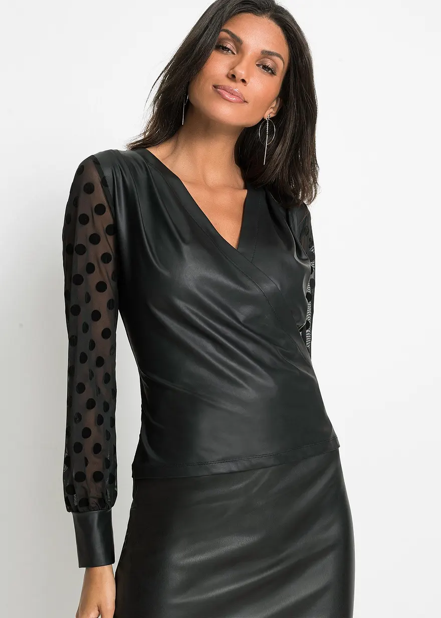 Shirt in Lederoptik