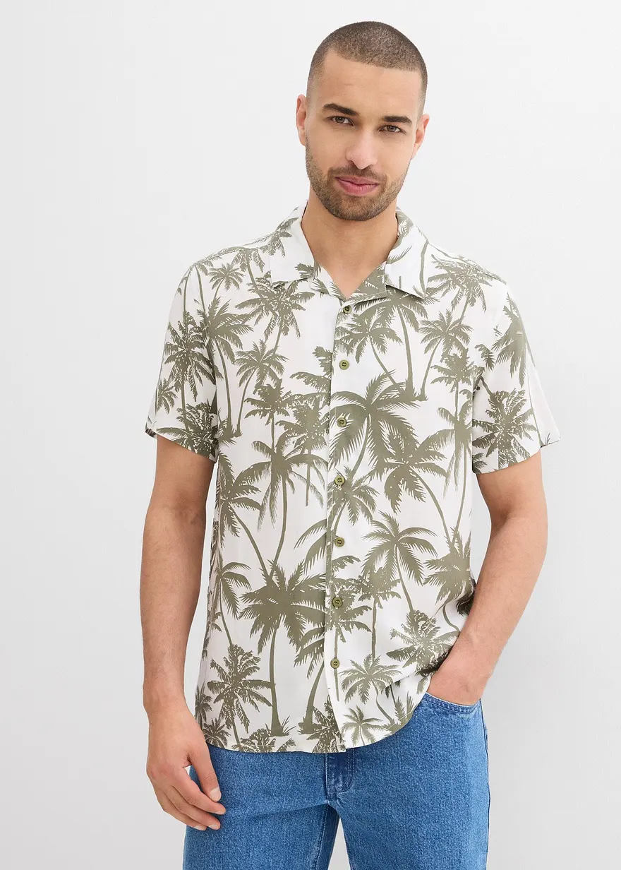 Kurzarmhemd aus Viskose, Slim Fit