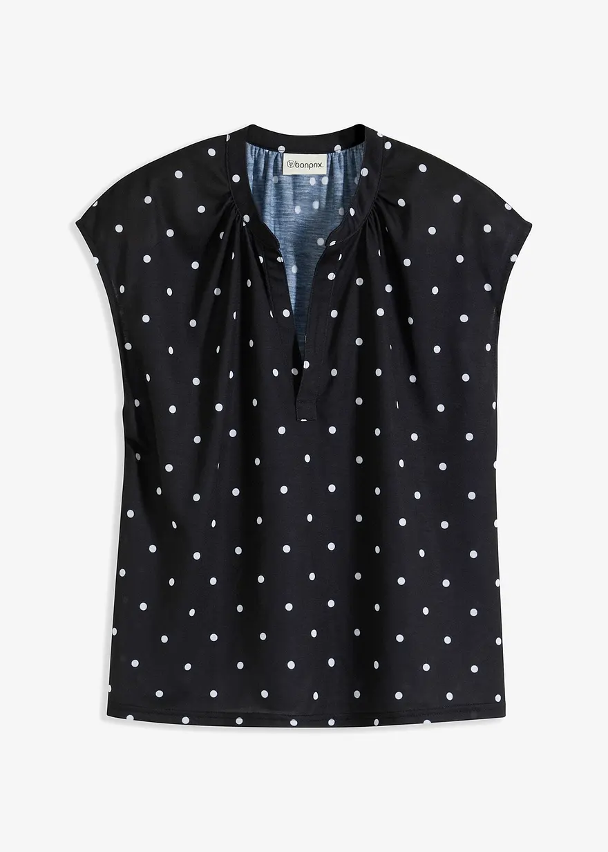Kurzarmshirt mit Henley-Ausschnitt aus Viskosemix