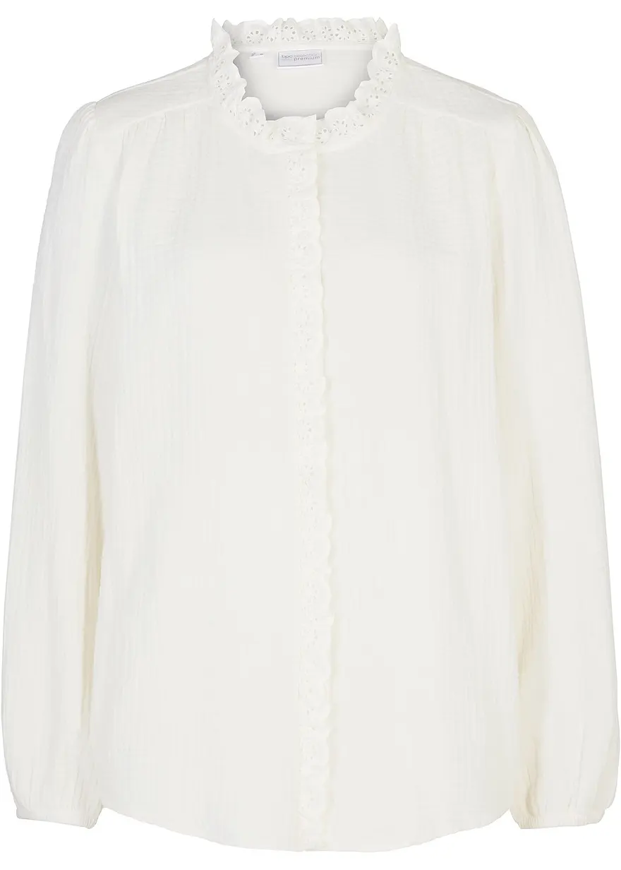 Musselin-Bluse mit Spitze