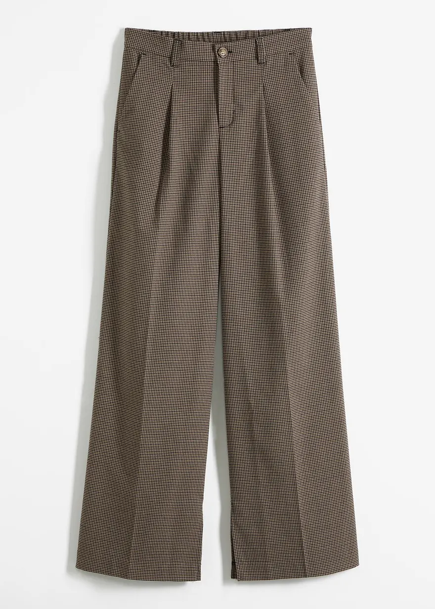 Karierte Bundfaltenhose mit abnehmbarer Kette