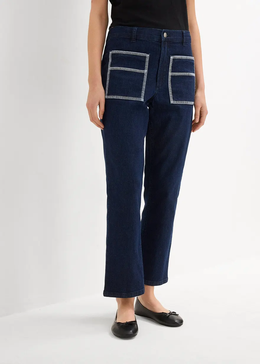 Straight-Jeans High Waist, cropped
