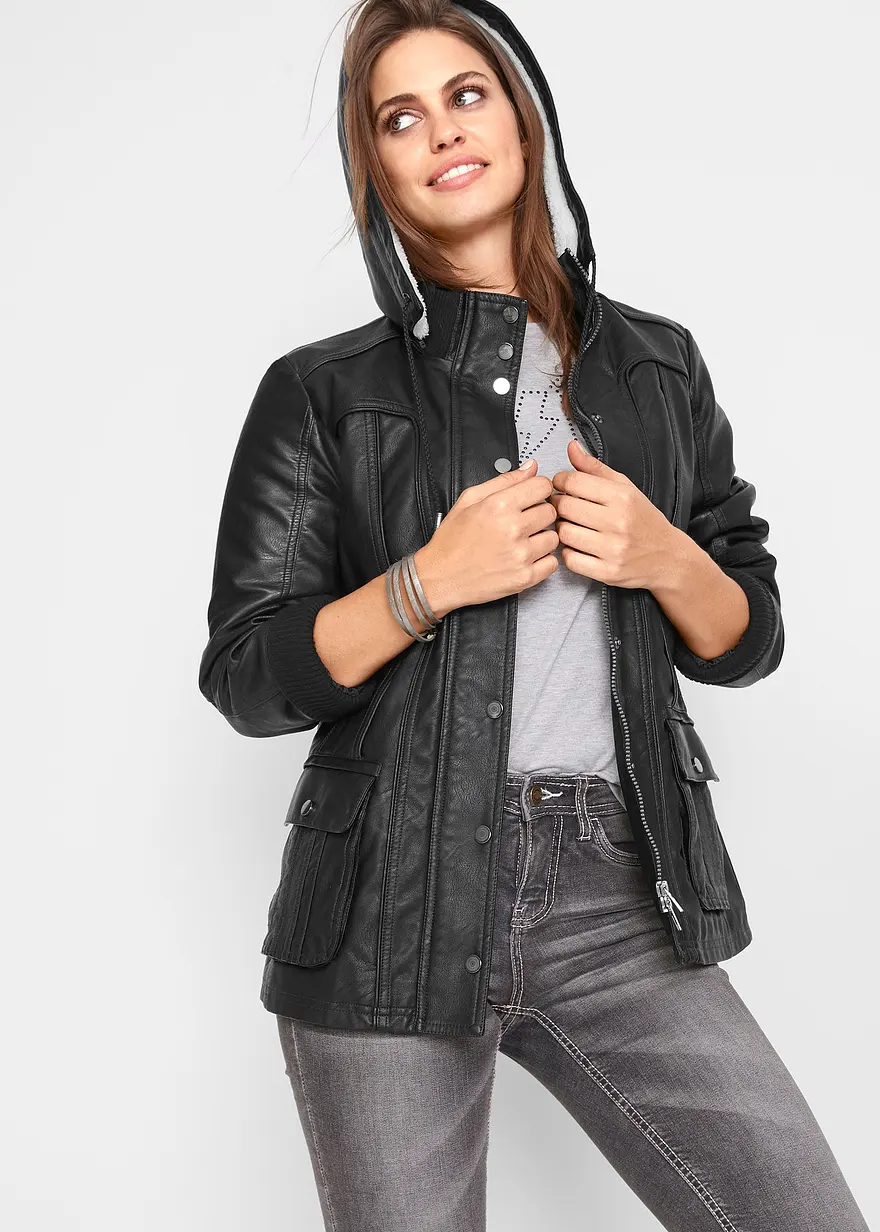 Lederimitat-Jacke