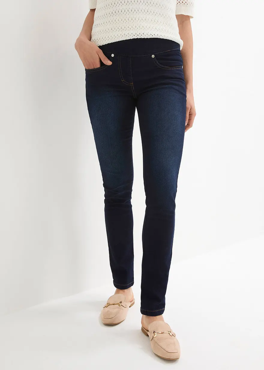 Straight-Jeans Mid Waist, Super Stretch mit Bequembund