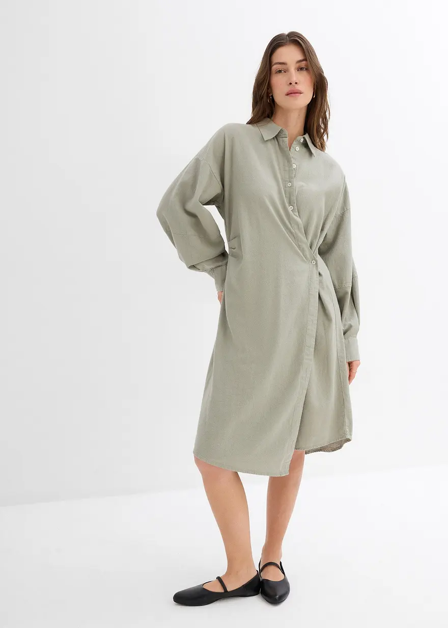Asymmetrisches Hemdblusenkleid aus Viskose-Mix