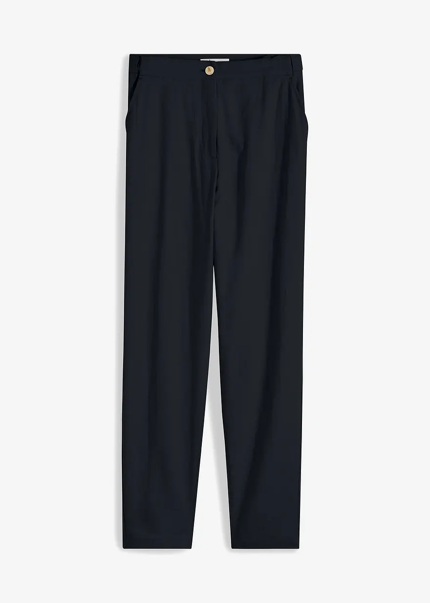 Verkürzte High-Waist-Hose aus Leinen-Viskose-Mix