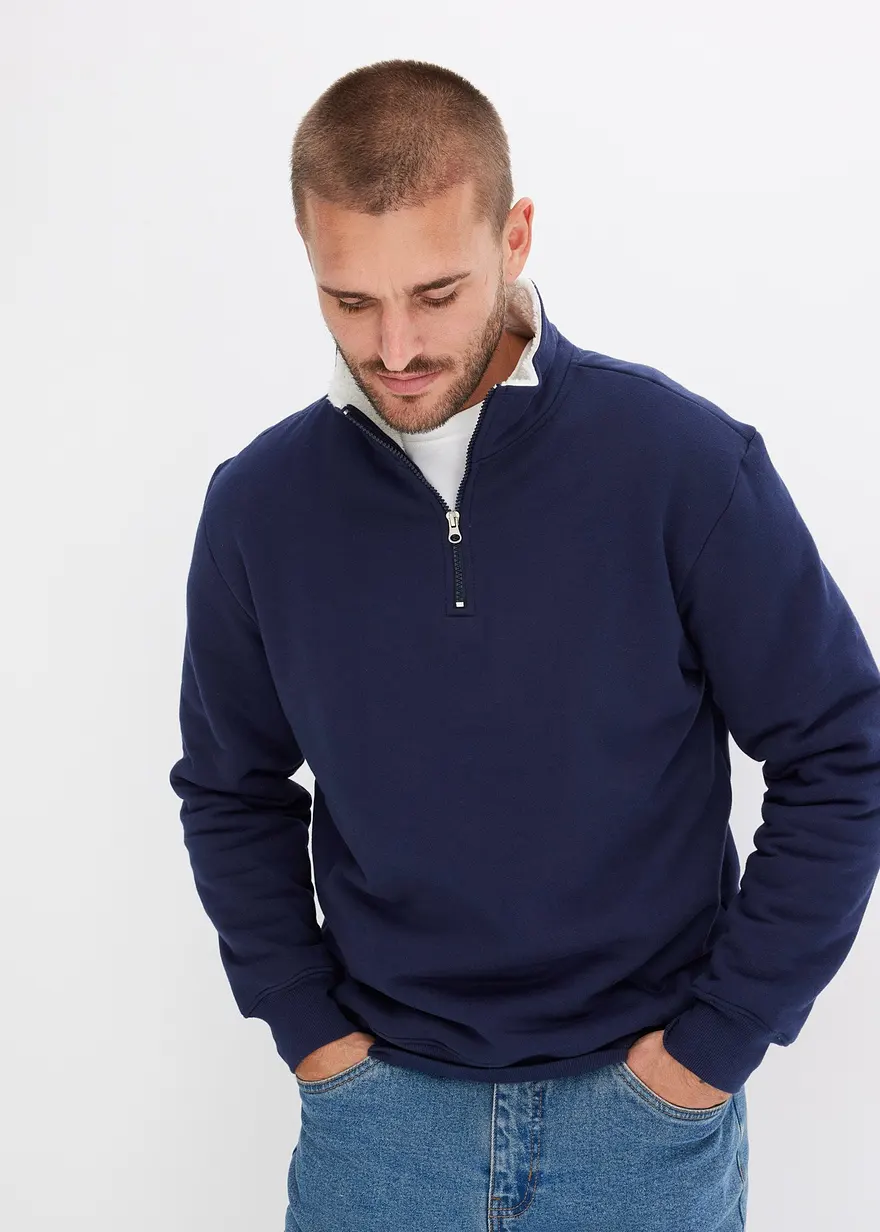 Thermo-Sweatshirt mit Troyer-Kragen, warm gefüttert