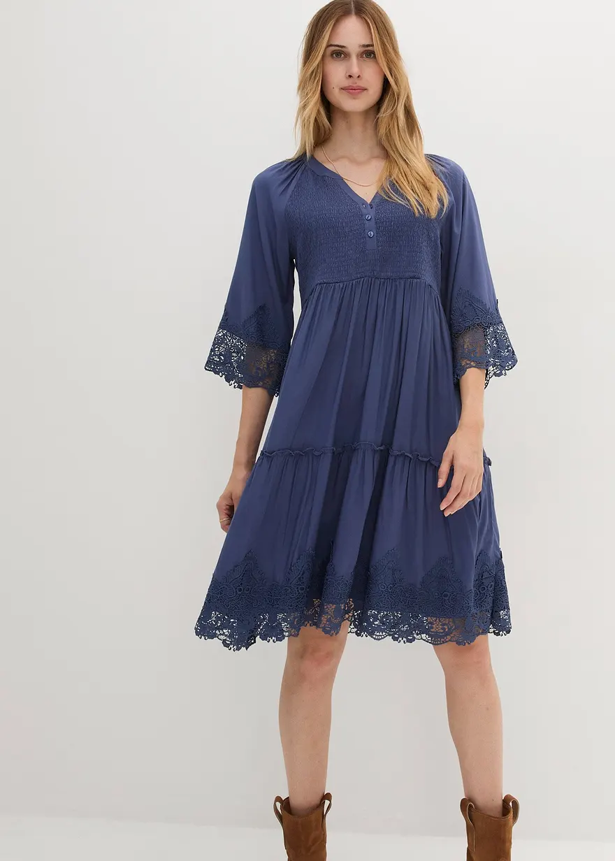 Hemdblusenkleid mit Spitze