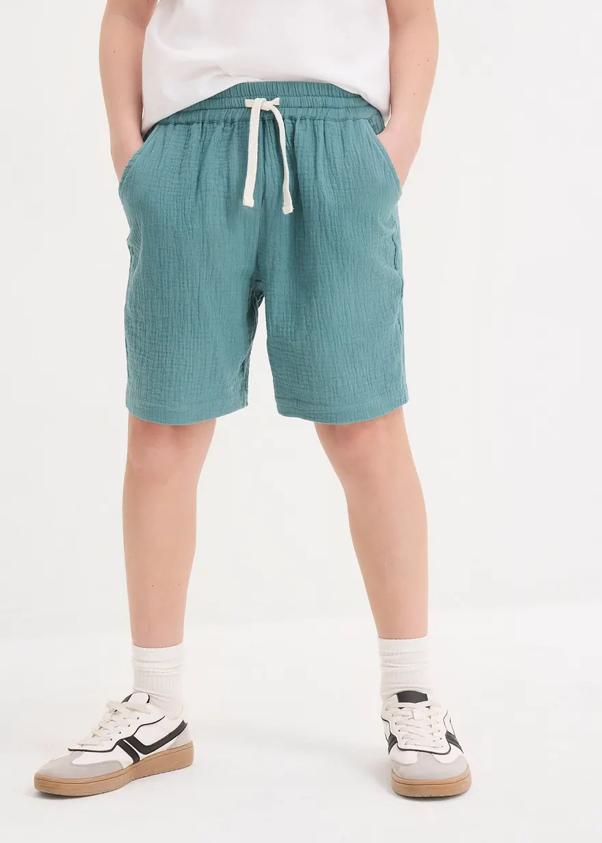 Schlupf-Shorts aus luftigem Musselin, Loose Fit