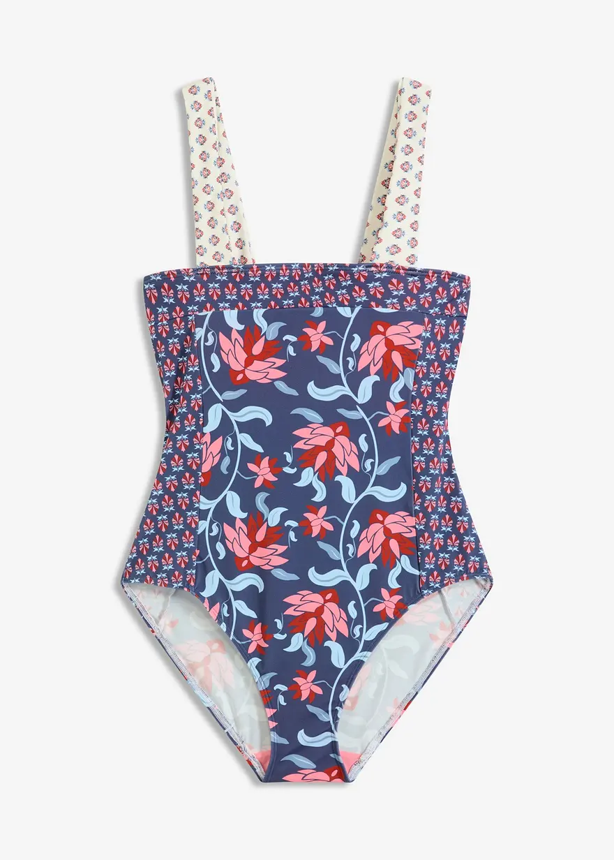 Bandeau-Badeanzug mit breiten Trägern