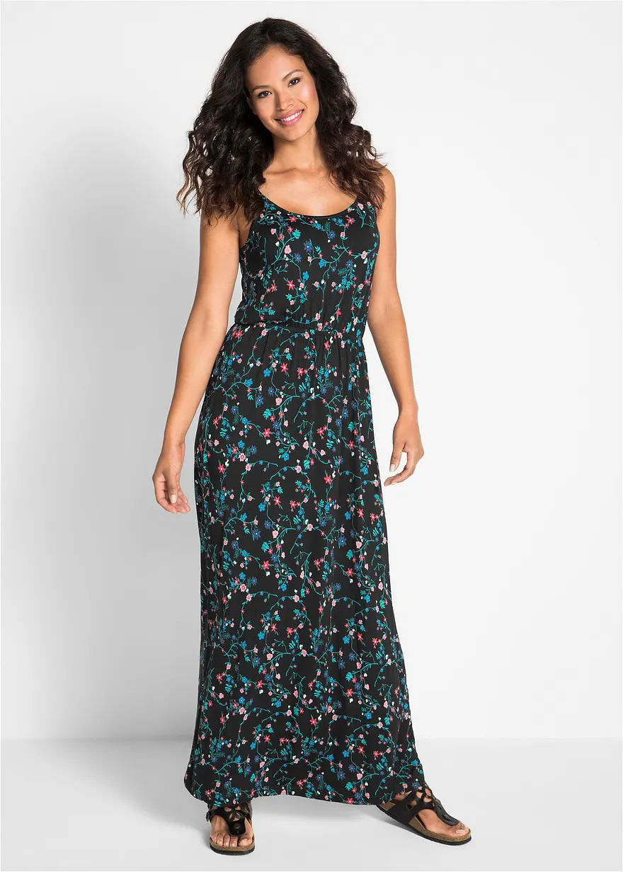 tailliertes Maxi-Kleid mit Druck