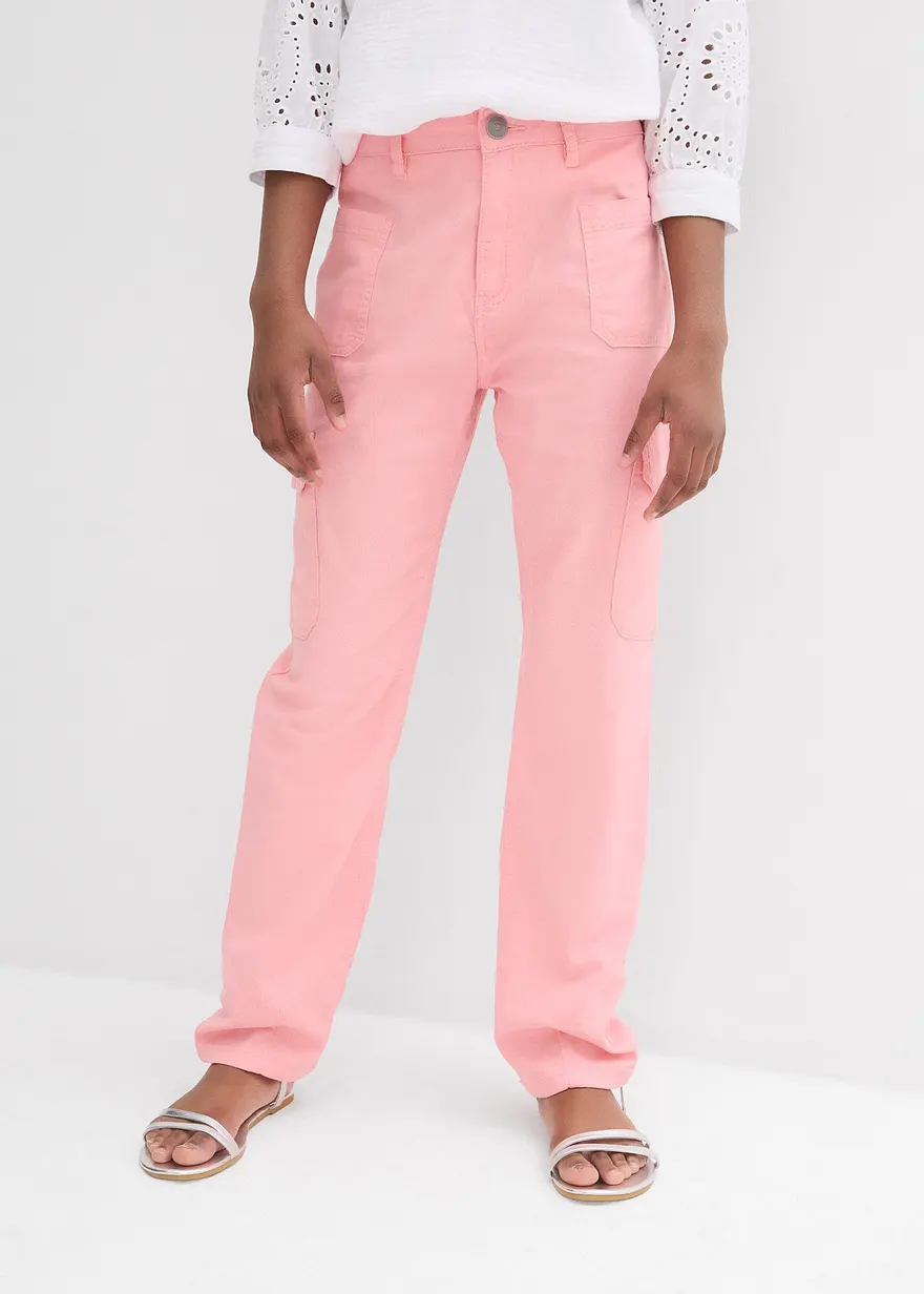 Weite Cargo-Twillhose Mid Waist