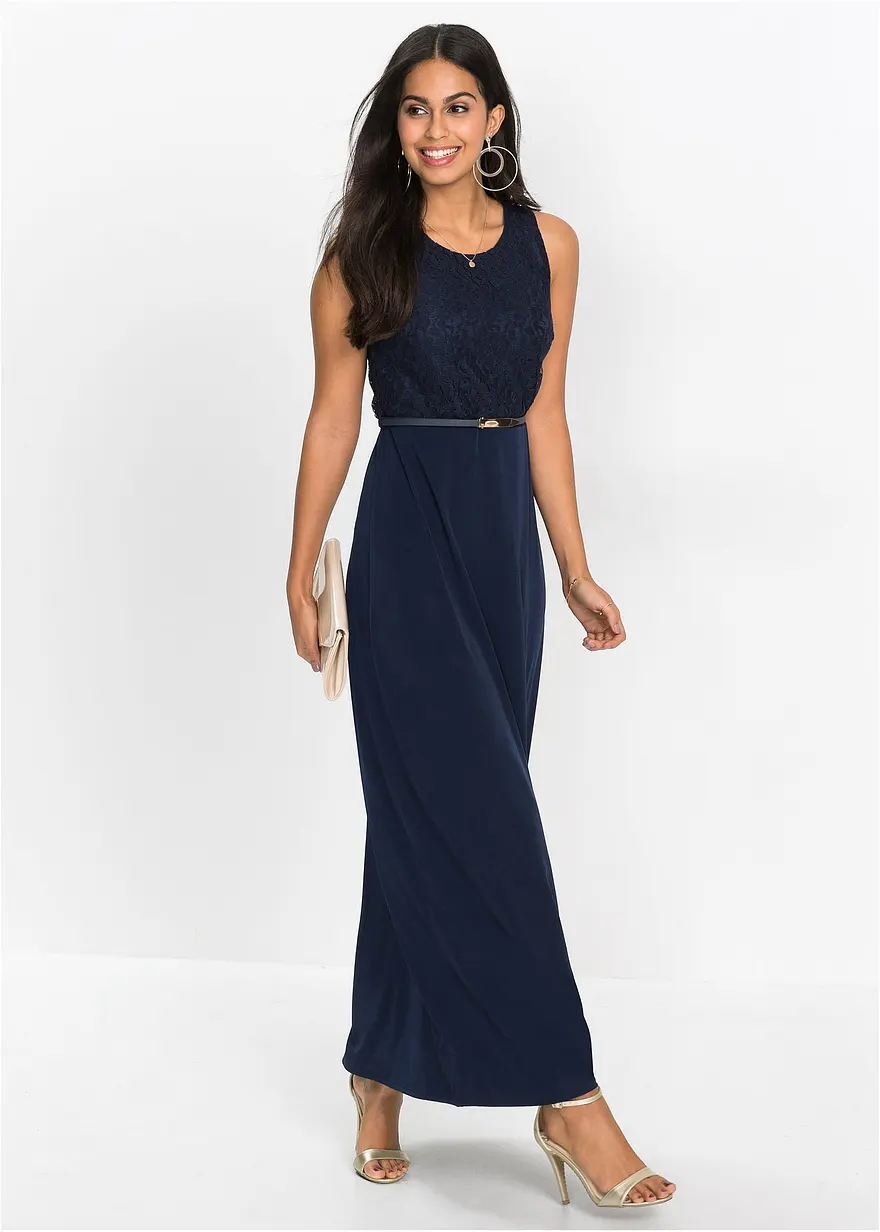 Abend-Maxikleid mit Gürtel (2-tlg.Set)