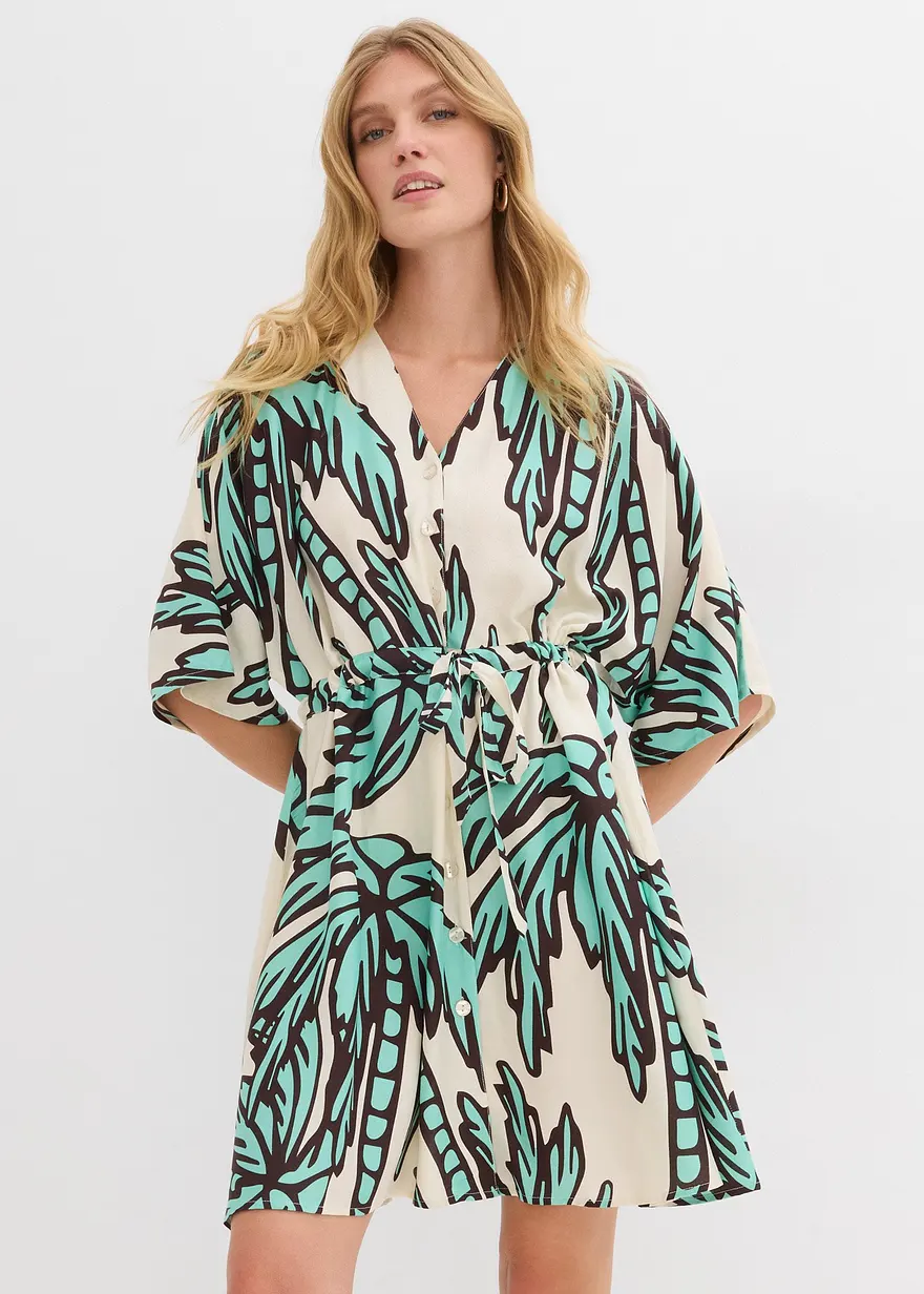 Minikleid mit Kimono-Ärmeln aus fließender Viskose