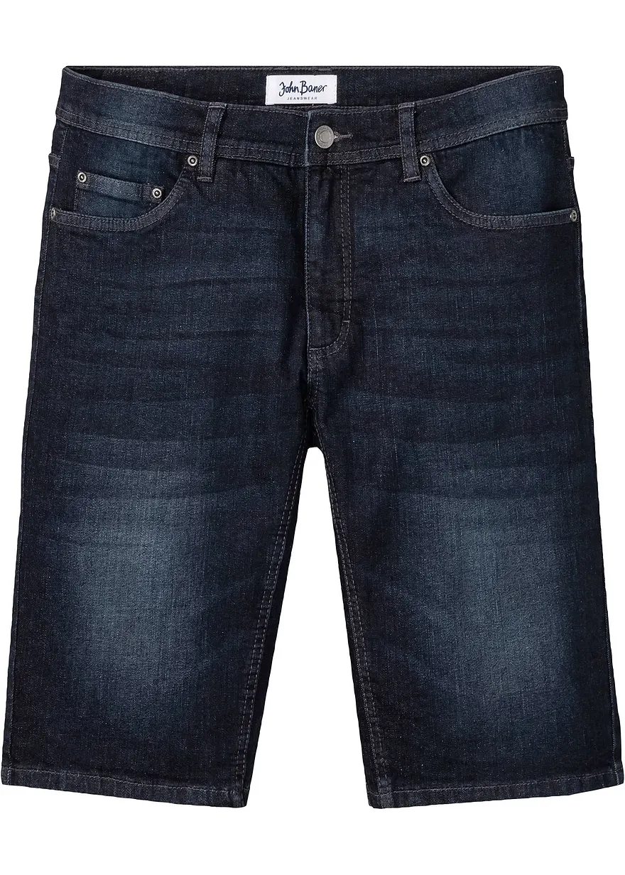 Stretch-Jeans-Bermuda mit verstärktem Schritt, Regular Fit