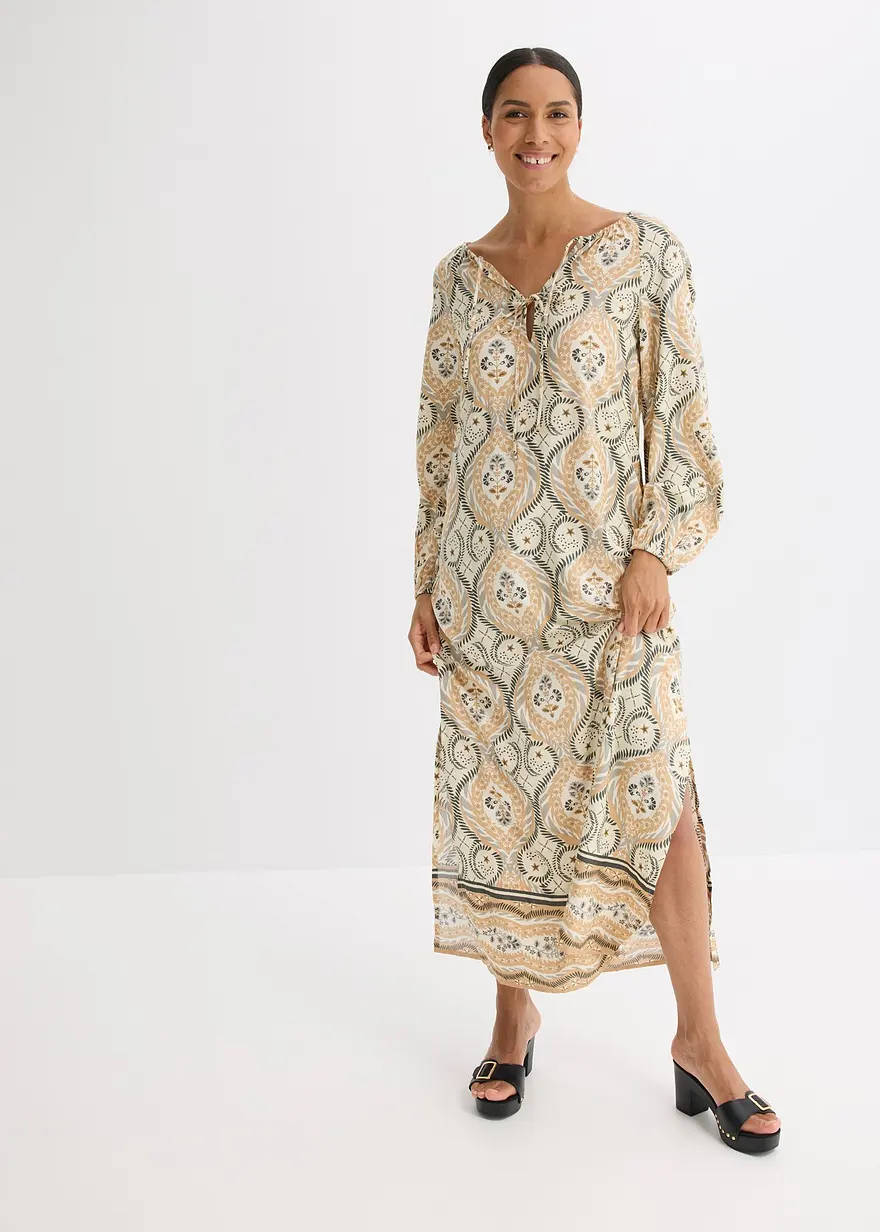 bedrucktes Kaftan-Kleid aus fließender Viskose