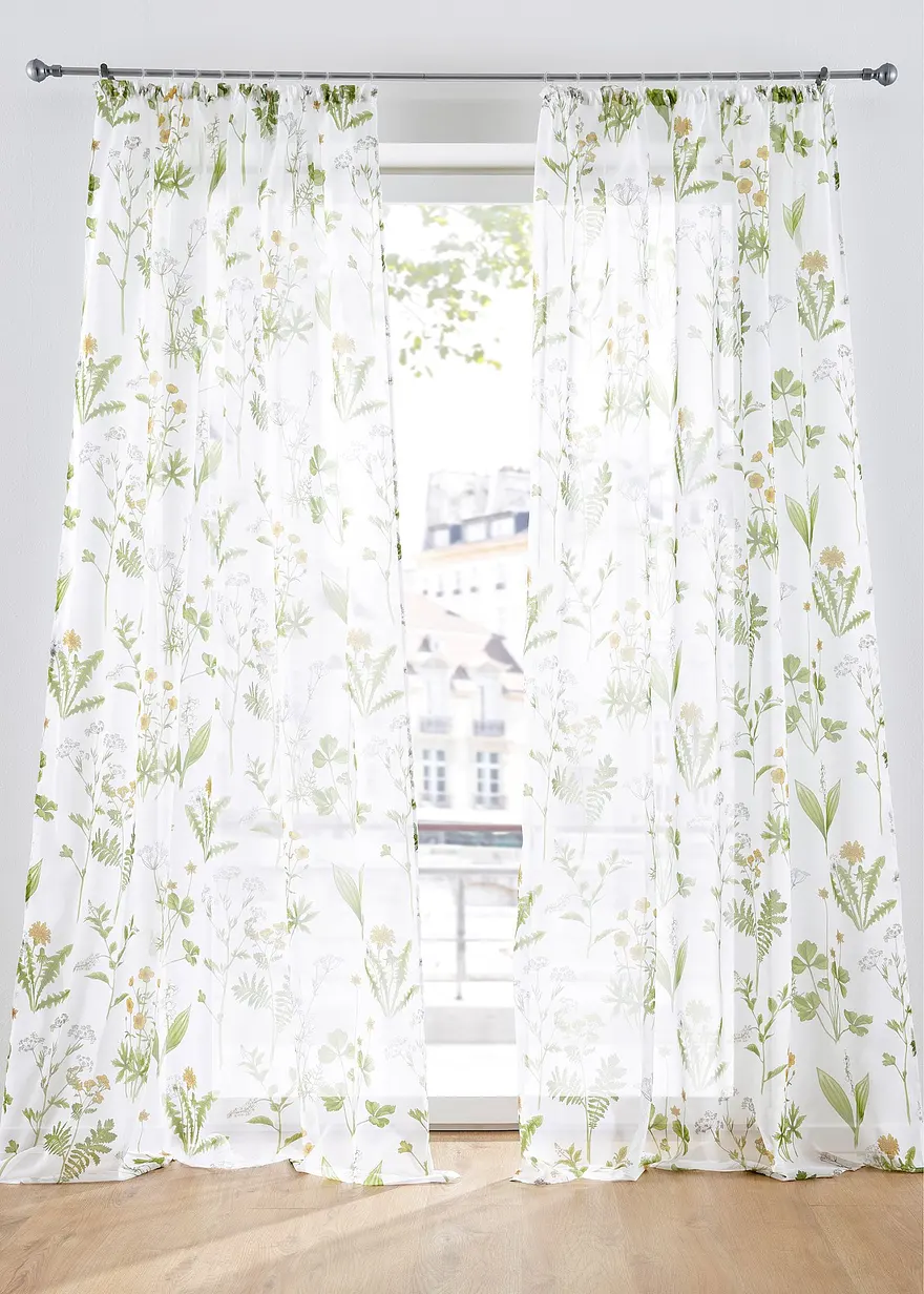 Gardine mit floralem Druck mit recyceltem Polyester (1er Pack)