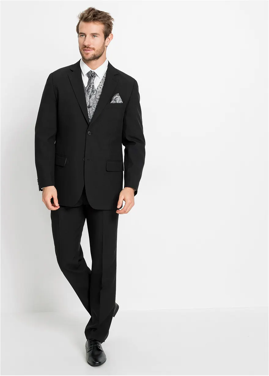 Hochzeitsanzug mit Weste und Plastron (5-tlg. Set), Regular Fit