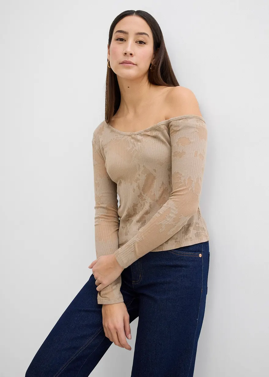 Off-Shoulder-Shirt in Ausbrenner Optik