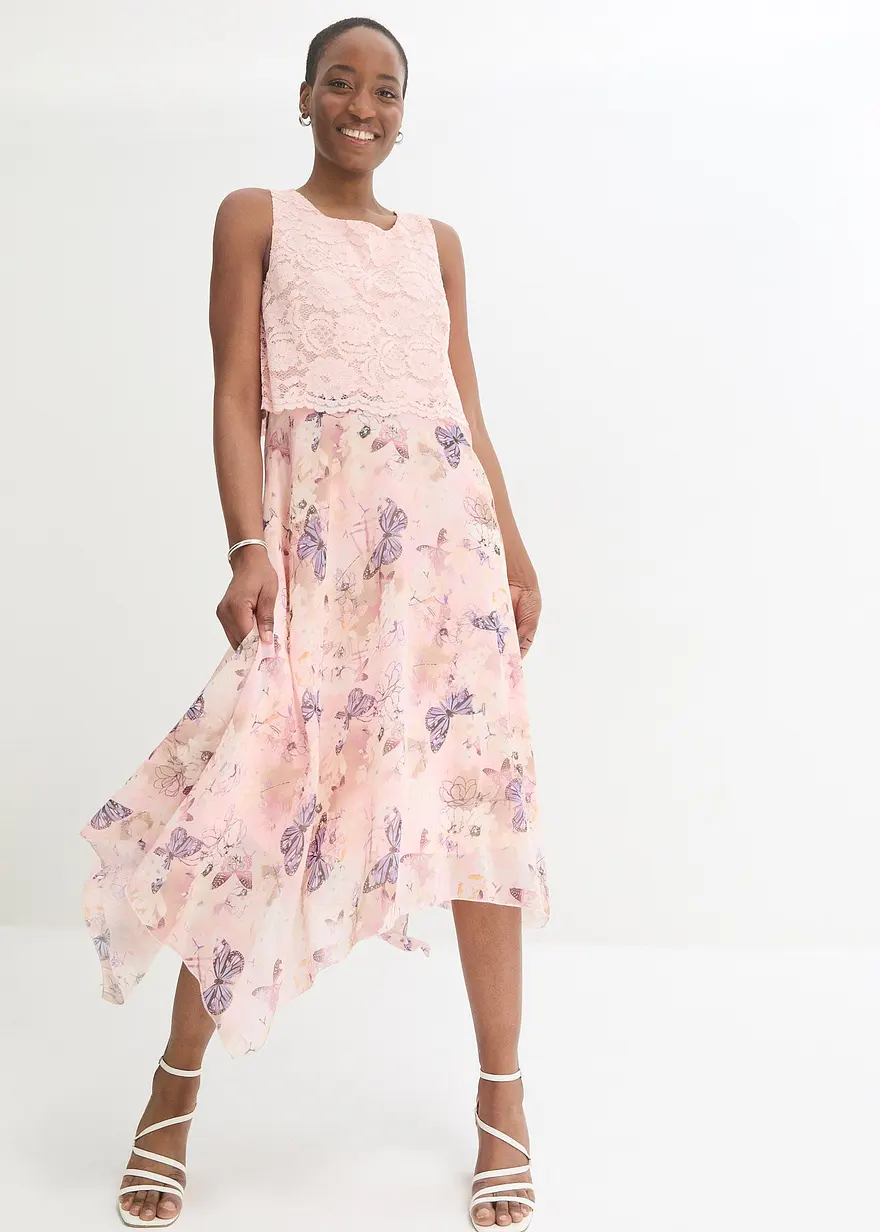 Chiffonkleid mit feiner Spitze