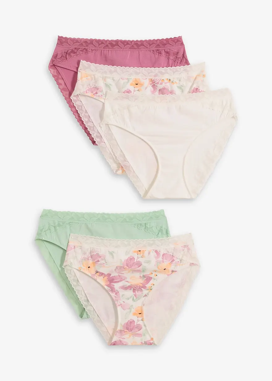 Maxislip (5er Pack) mit Bio-Baumwolle und Spitze