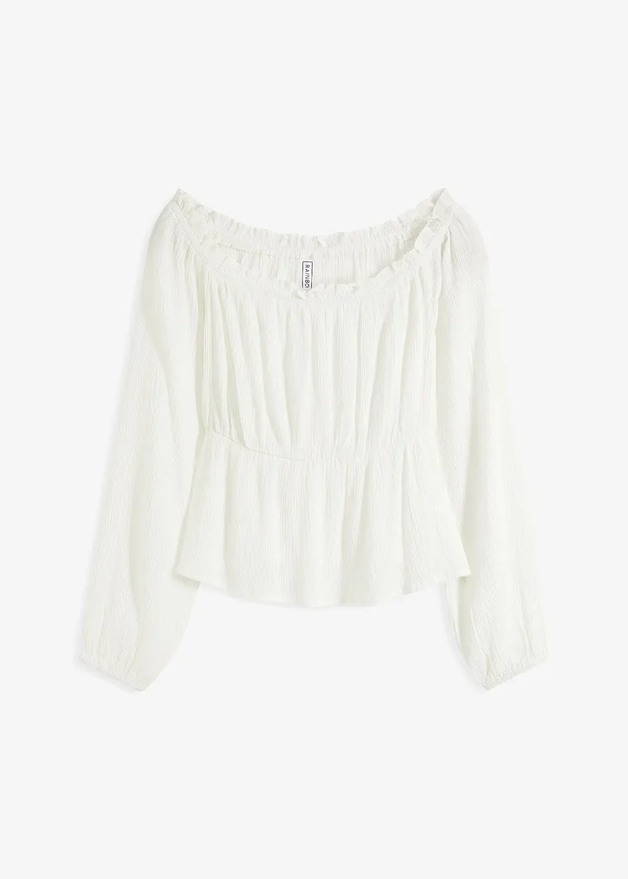 Carmenbluse aus Crinkle Viskose
