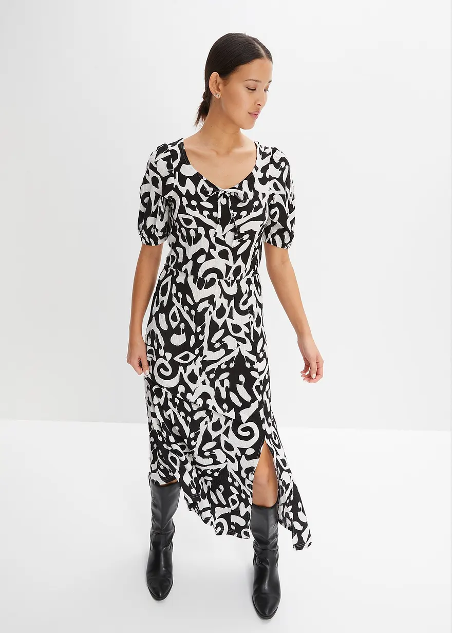 Kleid aus Jersey-Crêpe mit langem Schlitz