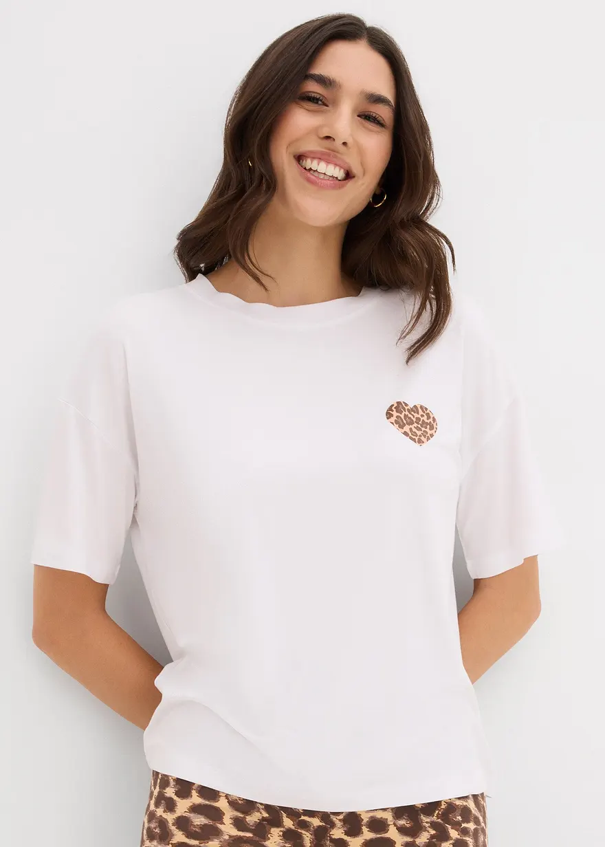 Verkürztes Shirt mit überschnittener Schulter