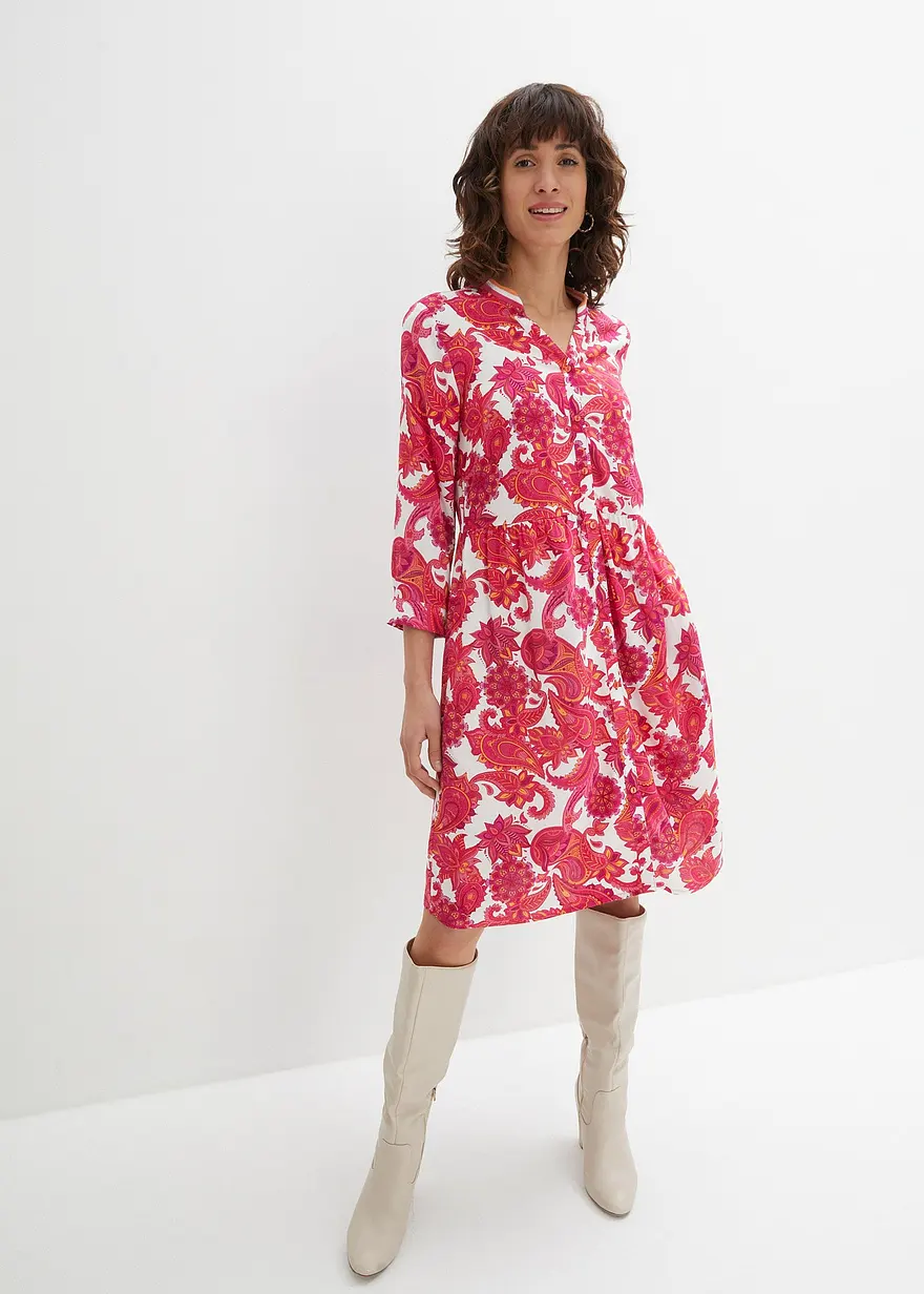 Hemdblusenkleid aus fließender Viskose