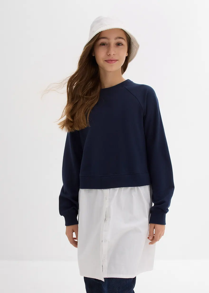 Sweatshirt mit Bluseneinsatz
