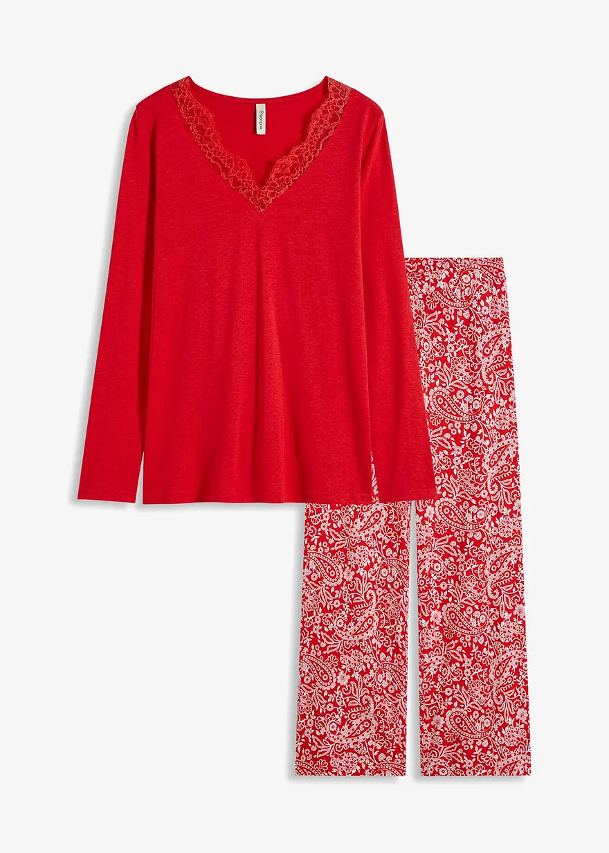Pyjama mit weitem Bein aus softem Viskose-Mix