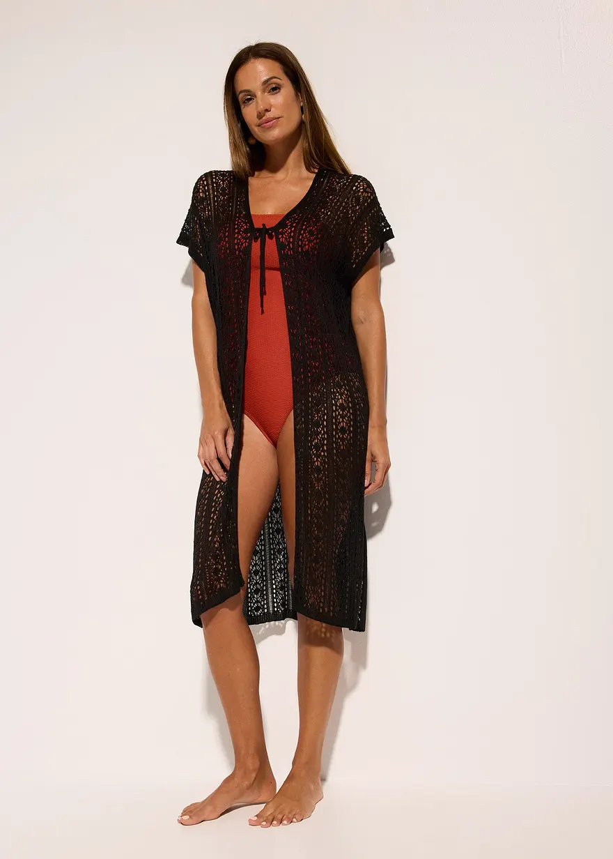 Strandkimono in Häkeloptik aus Viskose