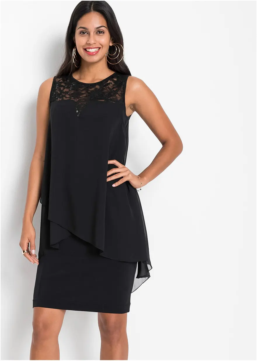 Jerseykleid mit Chiffon