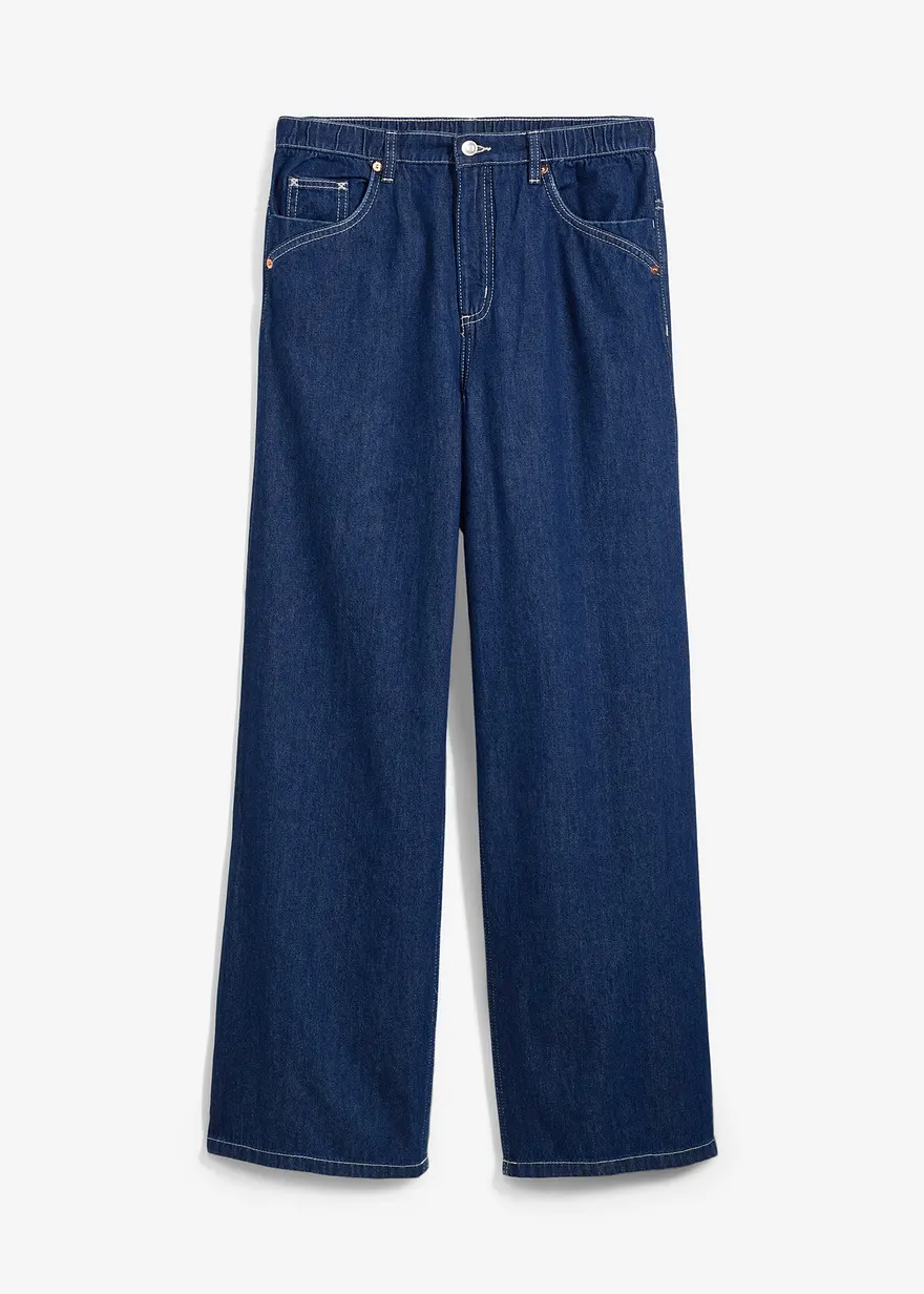 Wide-Leg-Jeans Mid Waist, Bequembund Full Length