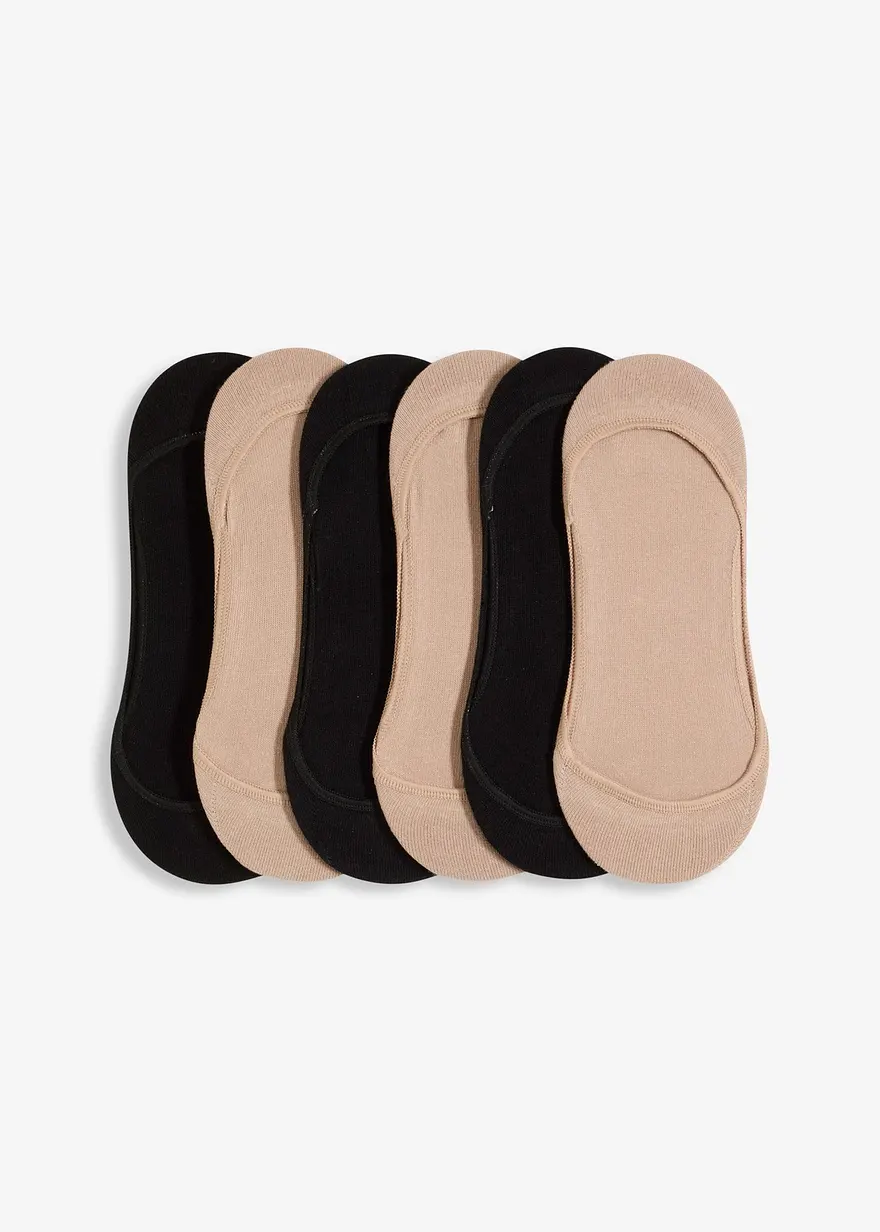Füßlinge mit Bio-Baumwolle mit Silikonstreifen, Ballerina Fit (6er Pack)