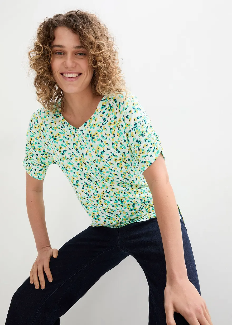 Jerseyshirt aus Viskose-Leinen-Mix