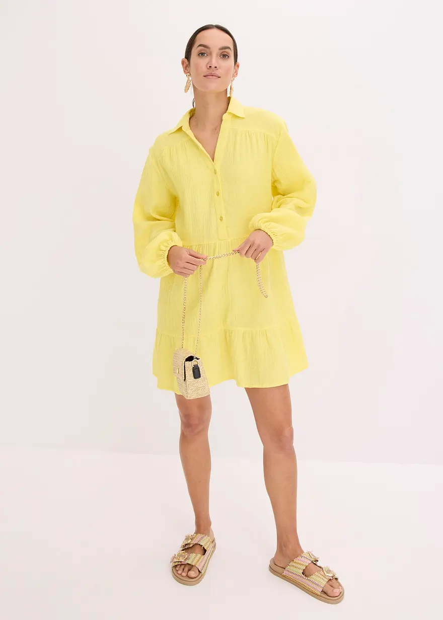 Kurzes Stufen-Kleid aus Musselin