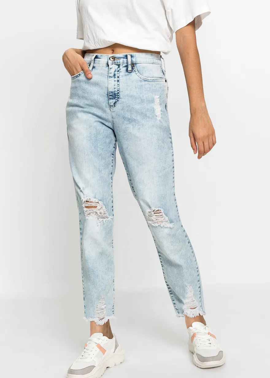 Mom-Jeans High Waist mit Destroy-Effekten