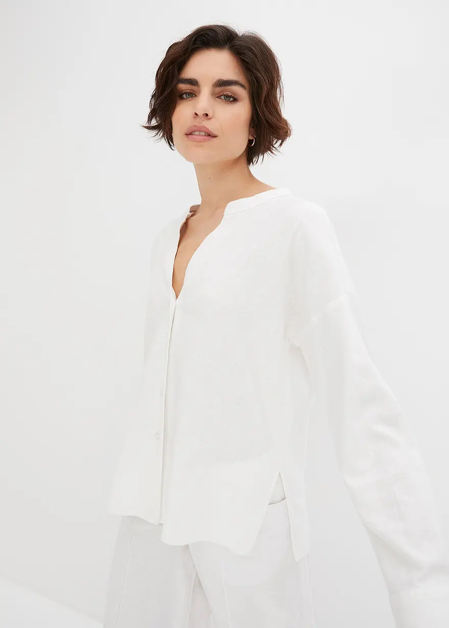 Bluse aus luftigem Leinen-Mix