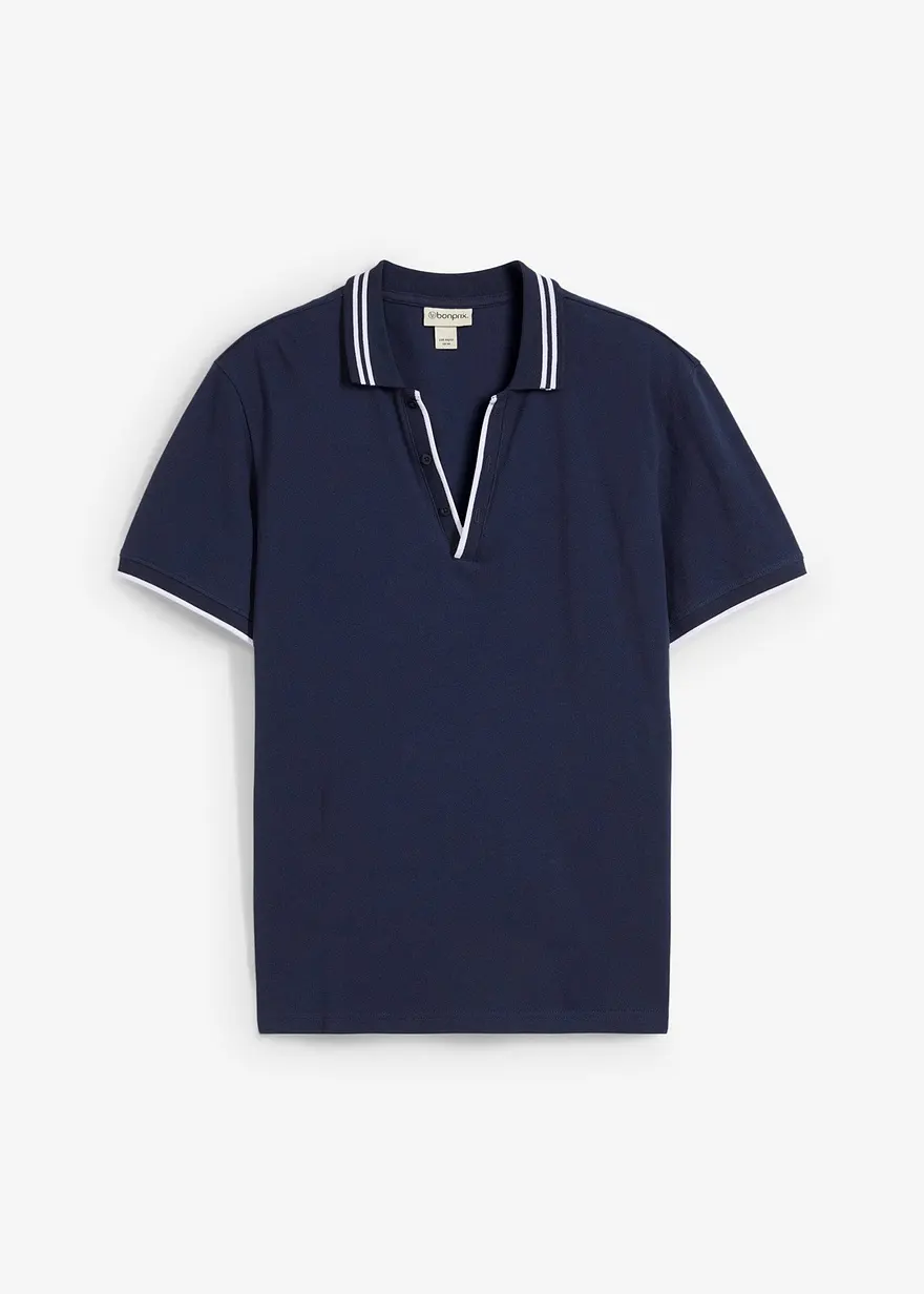 Piqué Poloshirt mit V-Ausschnitt