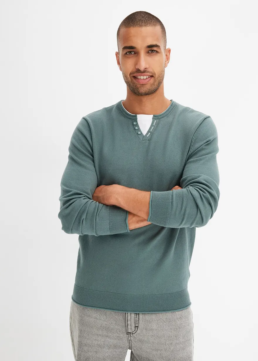 Feinstrickpullover in 2 in 1 Optik