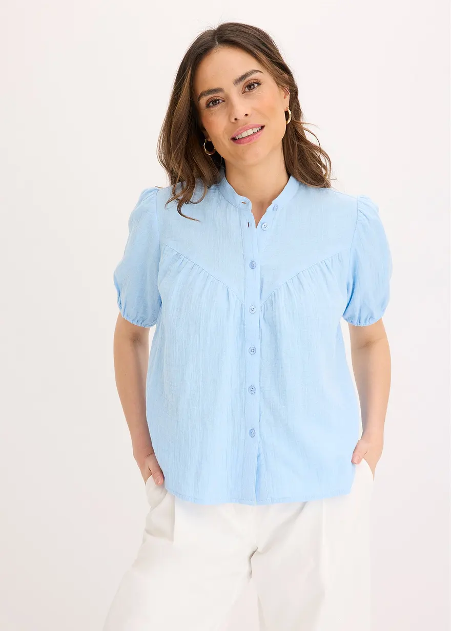 Kurzarm-Bluse aus Musselin