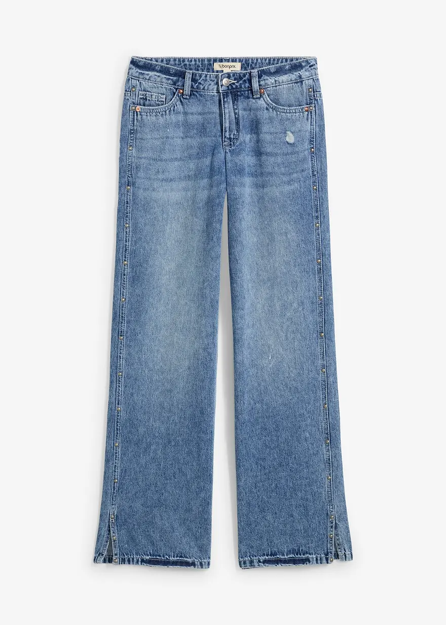 Loose Straight-Jeans Mid Waist, Low Stretch