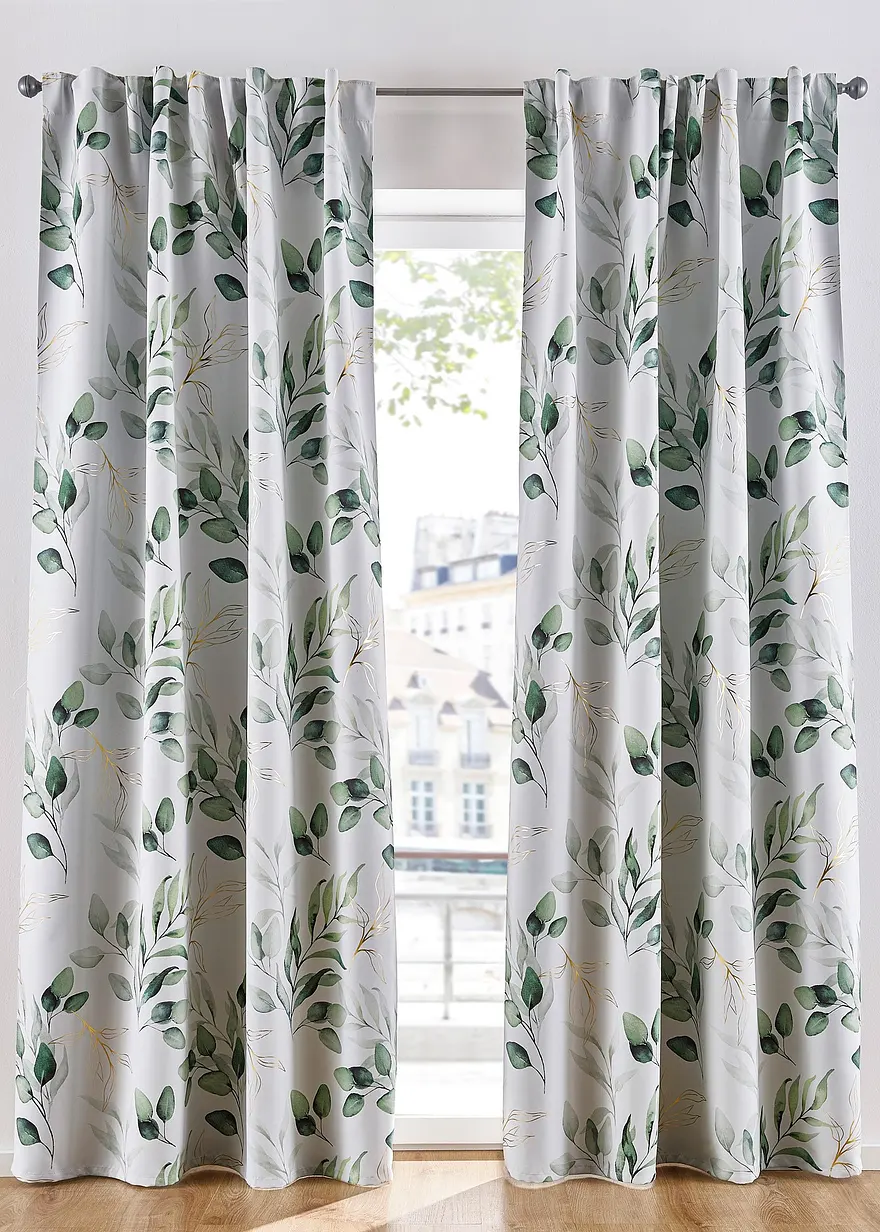 Abdunkelnder Vorhang mit floralem Glanz Druck (1er Pack)