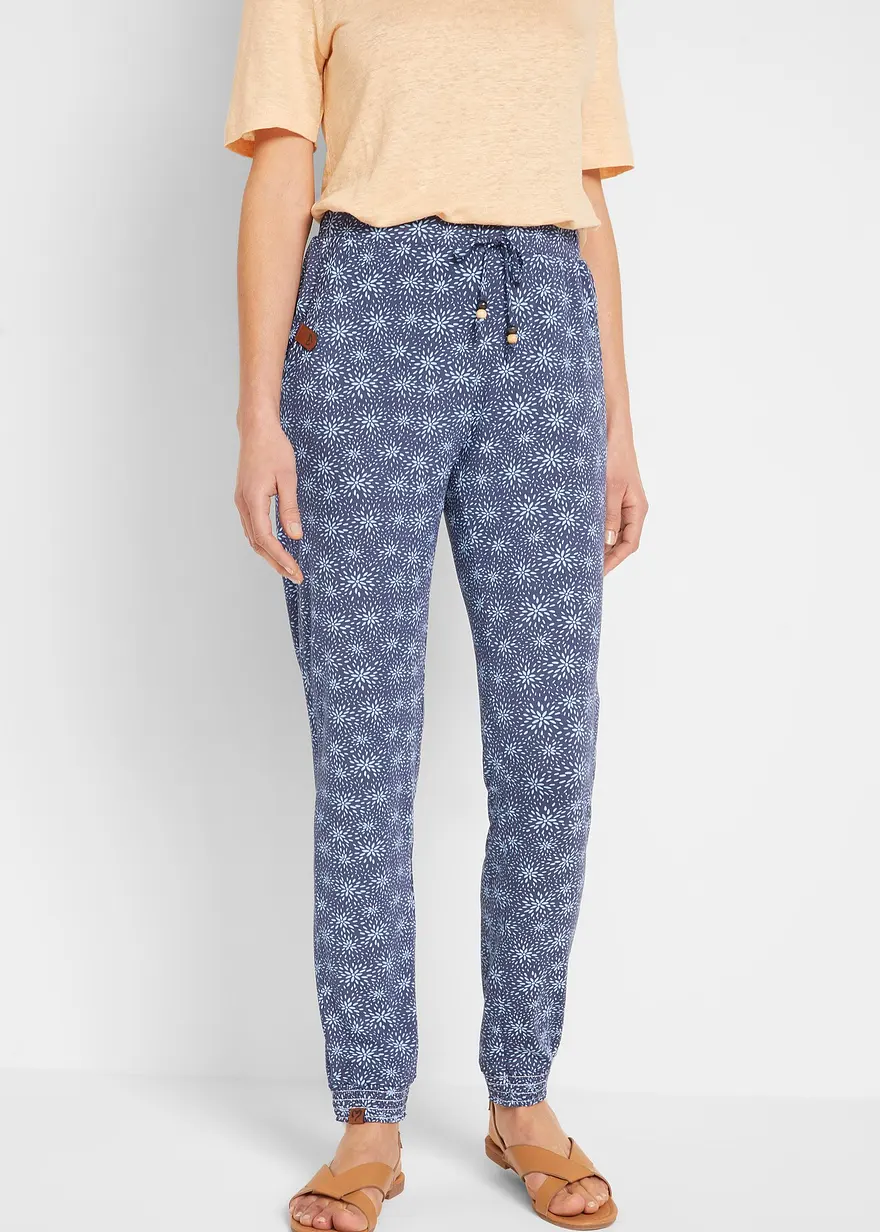 Jersey-Hose mit Druck aus weichem Viskose-Mix